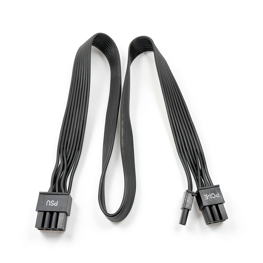 Installing Corsair PCIE Cable Black 18AWG on a wooden desk