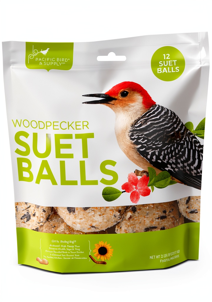 Pacific Bird Woodpecker Suet Balls displayed in a backyard feeder