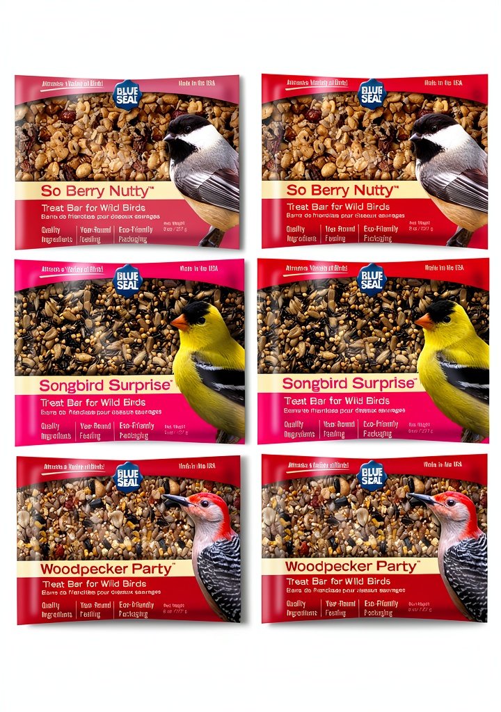 Suet bars placed in a backyard feeder during winter