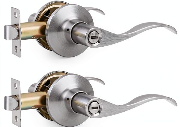 Mengico Satin Nickel Privacy Door Lever 5‑Pack Heavy‑Duty Reversible-12