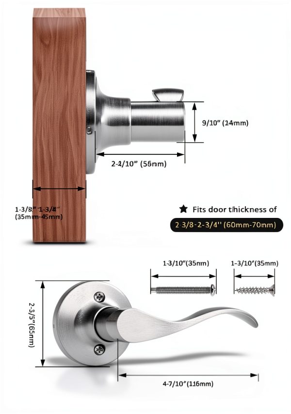 Mengico Satin Nickel Privacy Door Lever 5‑Pack Heavy‑Duty Reversible-4