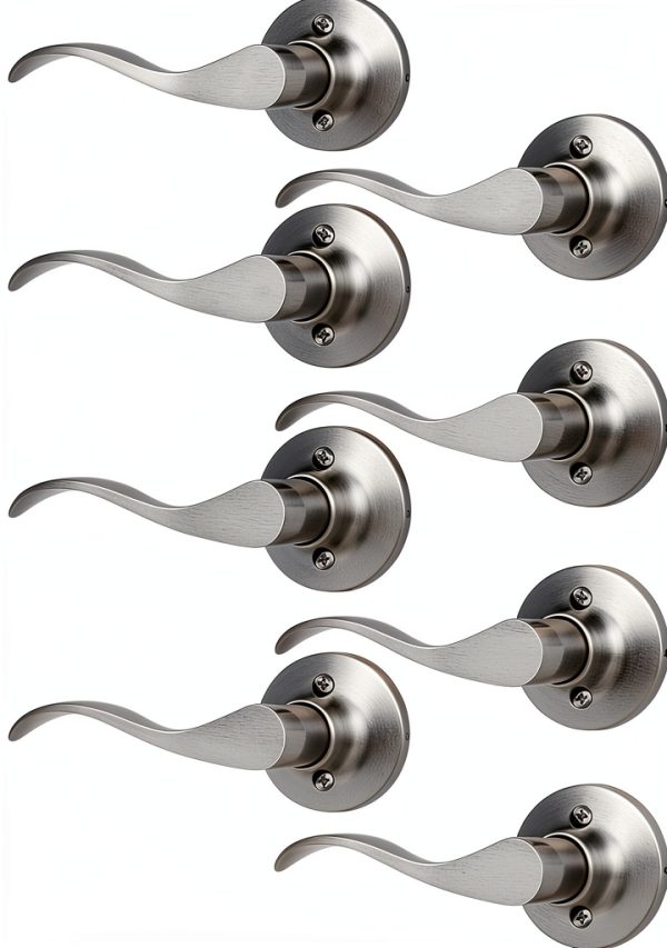 Mengico Satin Nickel Privacy Door Lever 5‑Pack Heavy‑Duty Reversible-8