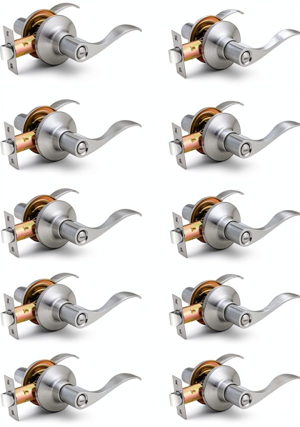 Mengico Satin Nickel Privacy Door Lever 5‑Pack Heavy‑Duty Reversible-7