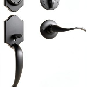 Haidms Matte Black Front Door Handle and Deadbolt Set, Front Door Lock Set, Entry Door Locksets with Deadbolt Single Cylinder, Exterior Door Handle with Reversible Handle Lever-0