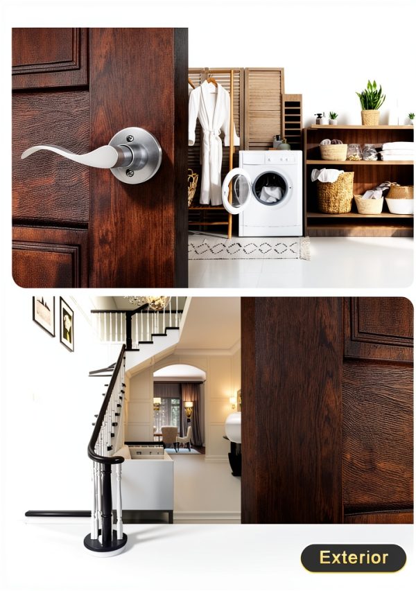 Mengico Satin Nickel Privacy Door Lever 5‑Pack Heavy‑Duty Reversible-1