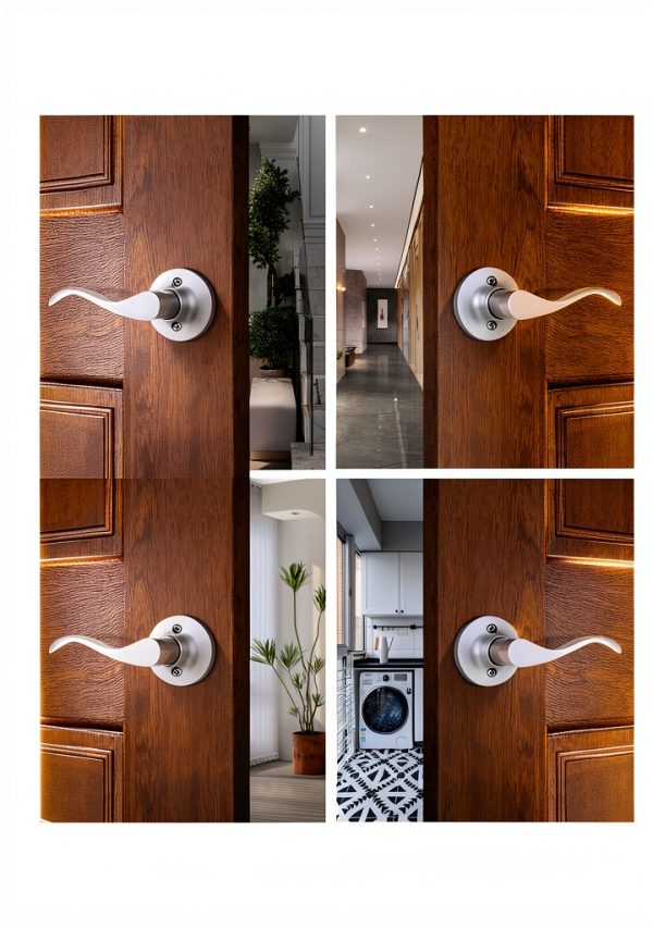 Mengico Satin Nickel Privacy Door Lever 5‑Pack Heavy‑Duty Reversible-6