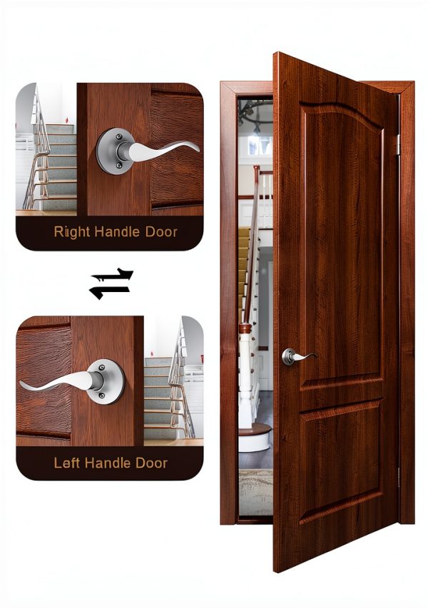 Mengico Satin Nickel Privacy Door Lever 5‑Pack Heavy‑Duty Reversible-3