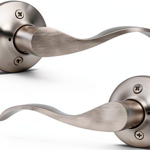 Mengico Satin Nickel Privacy Door Lever 5‑Pack Heavy‑Duty Reversible-0