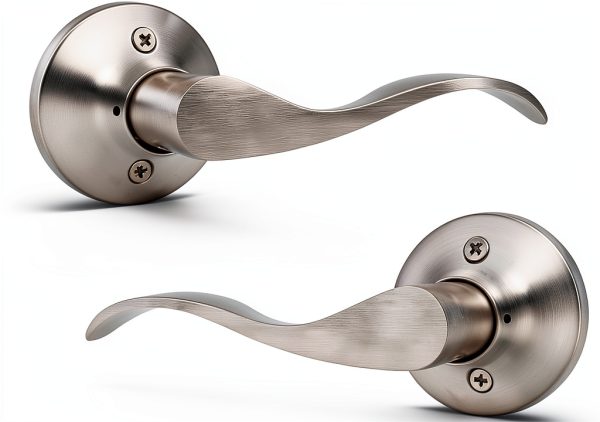Mengico Satin Nickel Privacy Door Lever 5‑Pack Heavy‑Duty Reversible-0