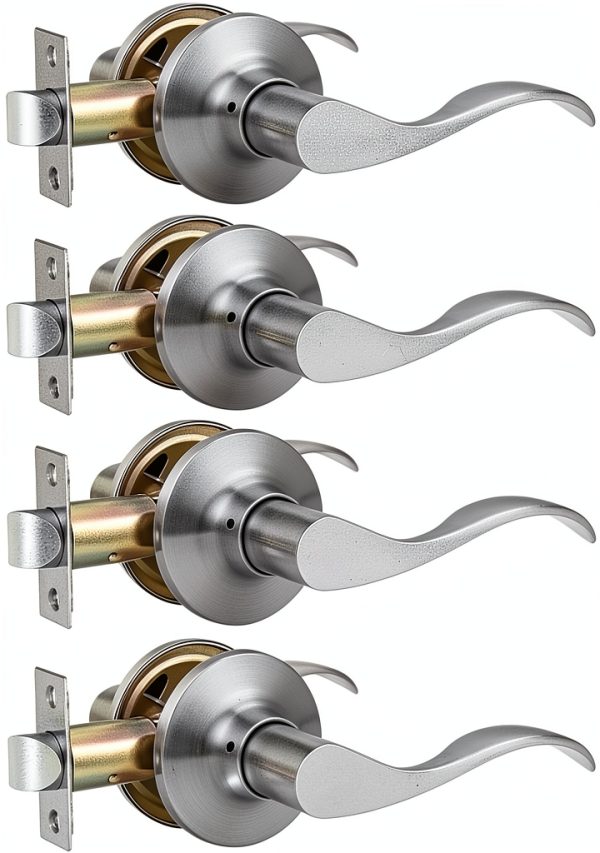 Mengico Satin Nickel Privacy Door Lever 5‑Pack Heavy‑Duty Reversible-10