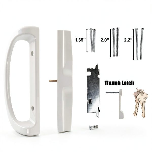 Sliding Patio Door Handle Set HauSun Aluminum Reversible Mortise Lock-2