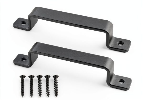 Barn Door Handles Black 7.4" Heavy‑Duty Metal Pulls 2‑Pack QUALIALL-1