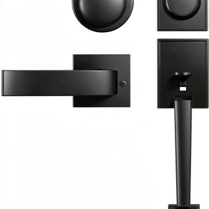 Azdele Front Door Handle & Deadbolt Set Matte Black Modern Design-0