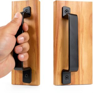 Barn Door Handles Black 7.4" Heavy‑Duty Metal Pulls 2‑Pack QUALIALL-0