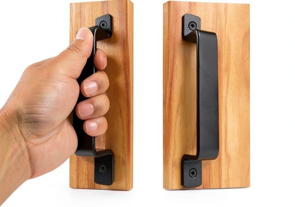 Barn Door Handles Black 7.4" Heavy‑Duty Metal Pulls 2‑Pack QUALIALL-0
