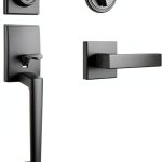 Matte Black Door Handle & Deadbolt Set by Sopoby – Zinc, Reversible-0