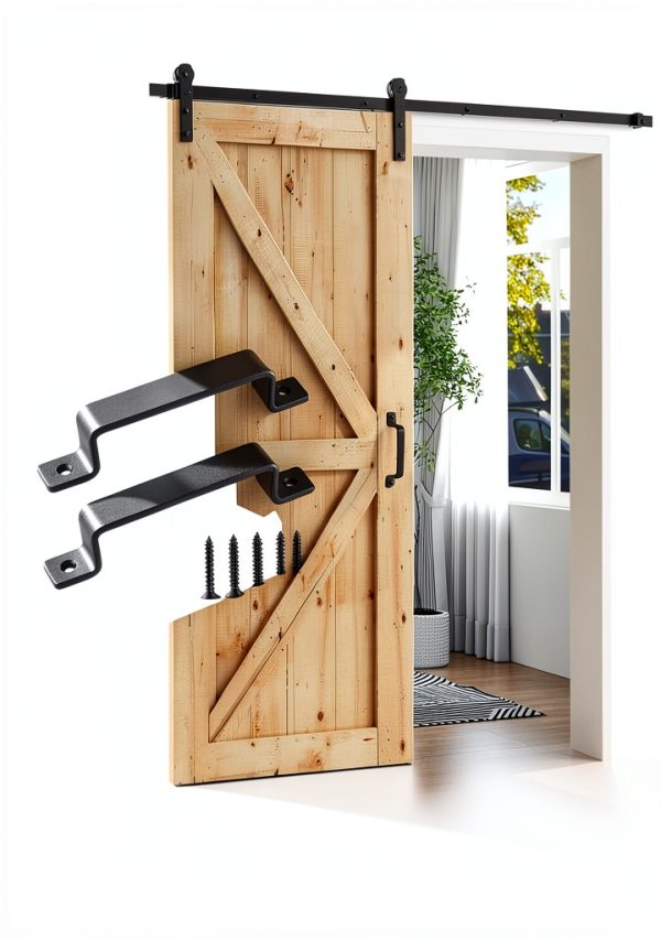Barn Door Handles Black 7.4" Heavy‑Duty Metal Pulls 2‑Pack QUALIALL-5