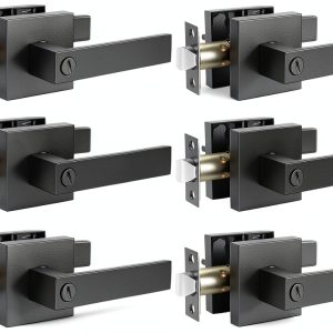 KNOBWELL 6 Pack Black Door Handles Lever Set Left Right Hand-0