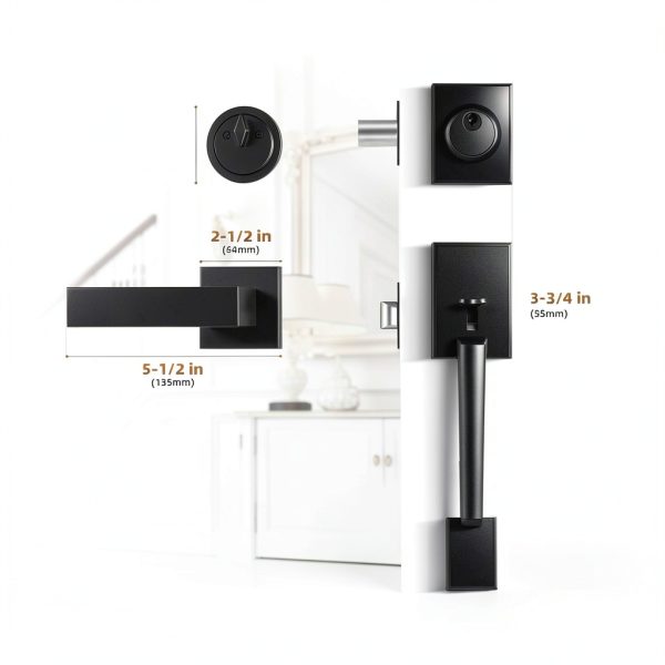 Azdele Front Door Handle & Deadbolt Set Matte Black Modern Design-3